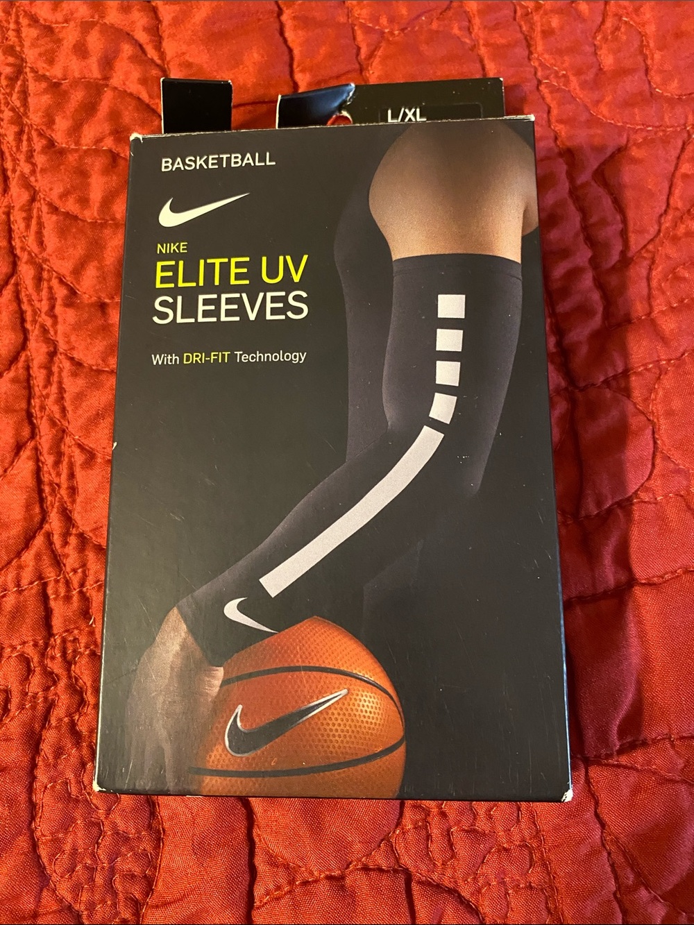 Nike Elite UV Sleeves — Black with White Stripe